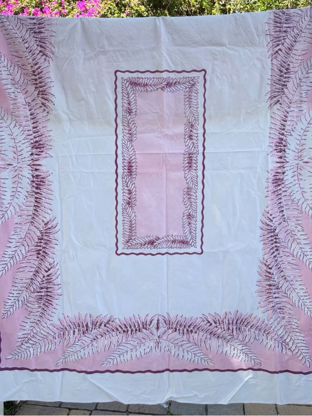 Vintage Pink Purple Leaf Pattern Rectangle Tablecloth 64 X 54
